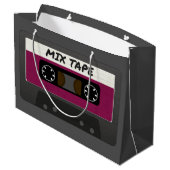 Purple Mix Tape - 80sおよび90sレトロインスパイアギフト ラージペーパーバッグ (裏面アングル)
