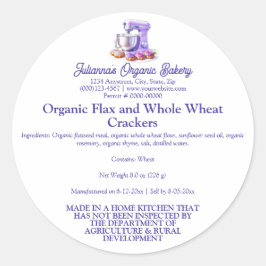 Purple Mixer Bread Bakery Food Product Label ラウンドシール