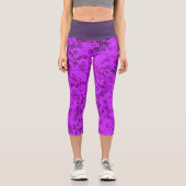 Purple Modern Abstract Sports Pattern カプリレギンス (正面)