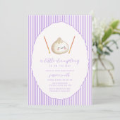 Purple Modern Girl Asian Dumpling Baby Shower  招待状 (スタンド正面)