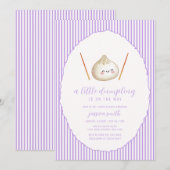 Purple Modern Girl Asian Dumpling Baby Shower  招待状 (正面/裏面)