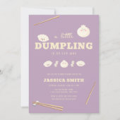 Purple Modern Kawaii Bao Dumpling Baby Shower  招待状 (正面)