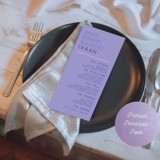 Purple Modern Retro Disco Wedding Guest Name メニュー