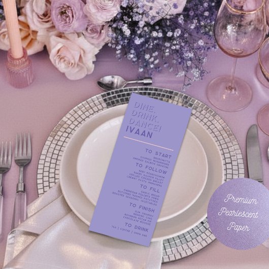 Purple Modern Retro Disco Wedding Guest Name メニュー
