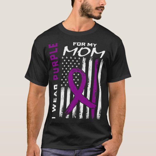 Purple Mom Pancreatic Cancer Awareness Flag Print  Tシャツ (正面)