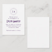 Purple Monogram Circle Baptism Invitation エンクロージャーカード (正面/裏面)