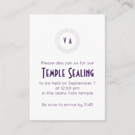 Purple Monogram Circle Temple Sealing Invitation エンクロージャーカード