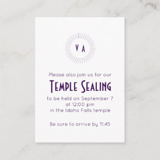 Purple Monogram Circle Temple Sealing Invitation エンクロージャーカード