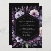 Purple Moody Nocturne Wedding 招待状 (正面/裏面)