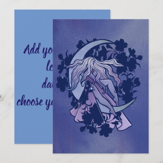 Purple Moon Goddess Wiccan Triple Moon Symbol  招待状 (正面/裏面)