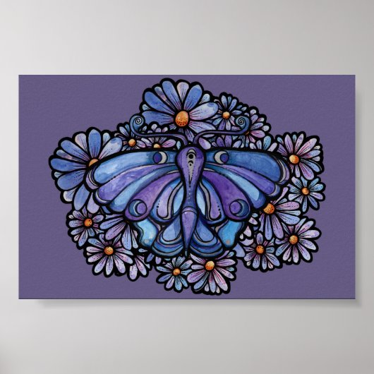 Purple Moon Moth Daisies ポスター (正面)