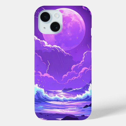 Purple Moon Over the Sea – Dreamy Night Sky iPhone Case-Mate iPhoneケース (裏面)