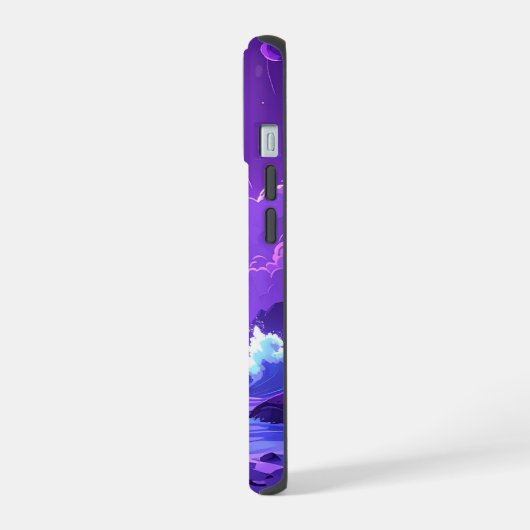 Purple Moon Over the Sea – Dreamy Night Sky iPhone iPhone 15ケース (左側面)