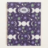 Purple Moon Phase Floral Pattern 2026 Planner プランナー手帳 (正面)