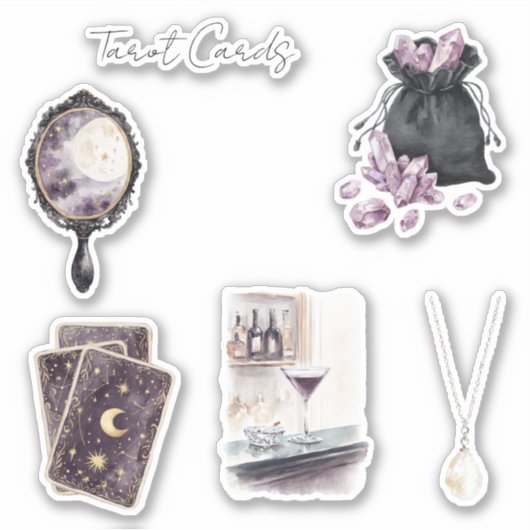 Purple Moon Stars Tarot Cards シール (正面)