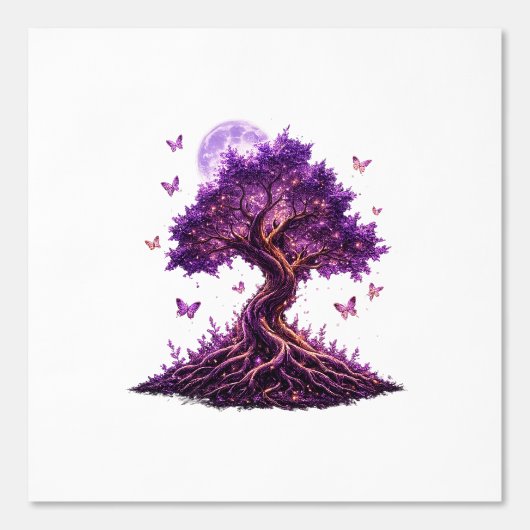 Purple Moon Tree Fantasy Wallpaper 壁紙 (正面)