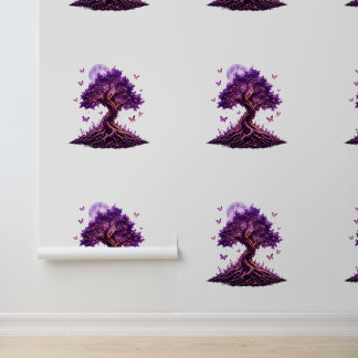 Purple Moon Tree Fantasy Wallpaper 壁紙