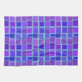 Purple Mosaic Squares Tile Pattern キッチンタオル (横)