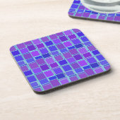 Purple Mosaic Squares Tile Pattern コースター (左側)