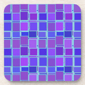 Purple Mosaic Squares Tile Pattern コースター (正面)