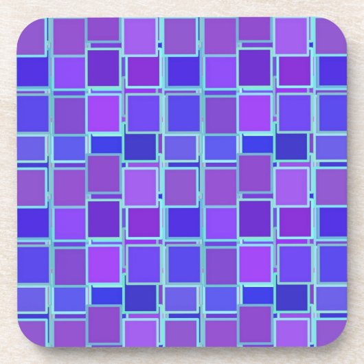 Purple Mosaic Squares Tile Pattern コースター (正面)