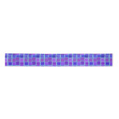 Purple Mosaic Squares Tile Pattern サテンリボン (正面)