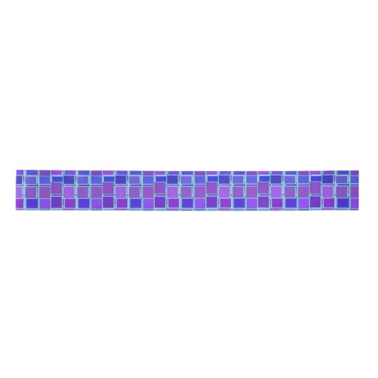 Purple Mosaic Squares Tile Pattern サテンリボン (正面)