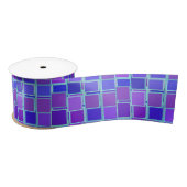 Purple Mosaic Squares Tile Pattern サテンリボン (リール)