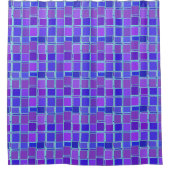 Purple Mosaic Squares Tile Pattern シャワーカーテン (正面)