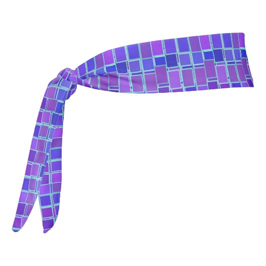 Purple Mosaic Squares Tile Pattern タイヘッドバンド (回転270)