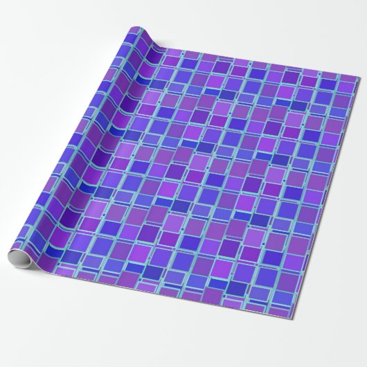 Purple Mosaic Squares Tile Pattern ラッピングペーパー (アンロールド)