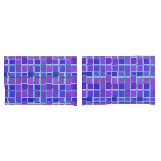 Purple Mosaic Squares Tile Pattern 枕カバー (フロントセット)