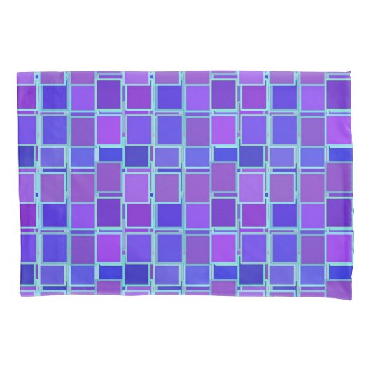 Purple Mosaic Squares Tile Pattern 枕カバー (正面左)