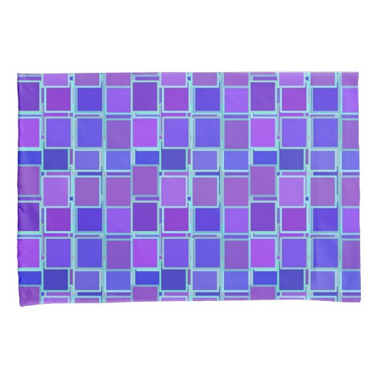 Purple Mosaic Squares Tile Pattern 枕カバー (正面右)