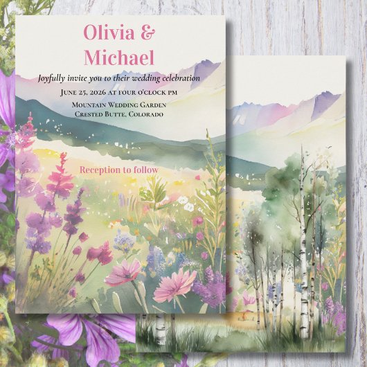 Purple Mountain Wildflowers Wedding Invitation 招待状
