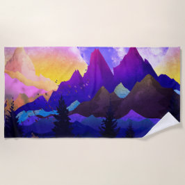 Purple mountains ビーチタオル