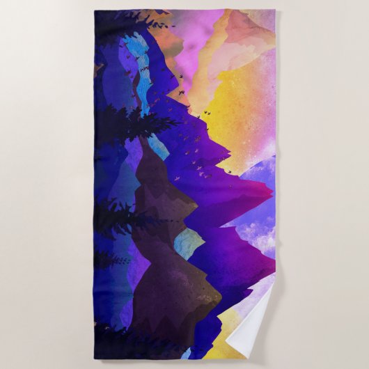 Purple mountains ビーチタオル (正面)