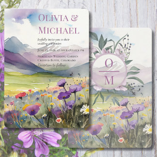 Purple Mountains & Poppies Wedding Invitation 招待状