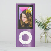 Purple MP3 Music Player Birthday 招待状 (スタンド正面)