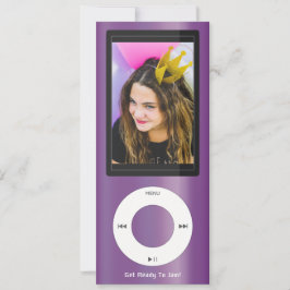 Purple MP3 Music Player Birthday 招待状