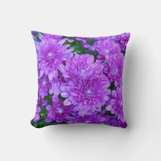 Purple Mums Throw Pillow クッション