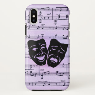 Purple Music and Theater Masks iPhone XSケース