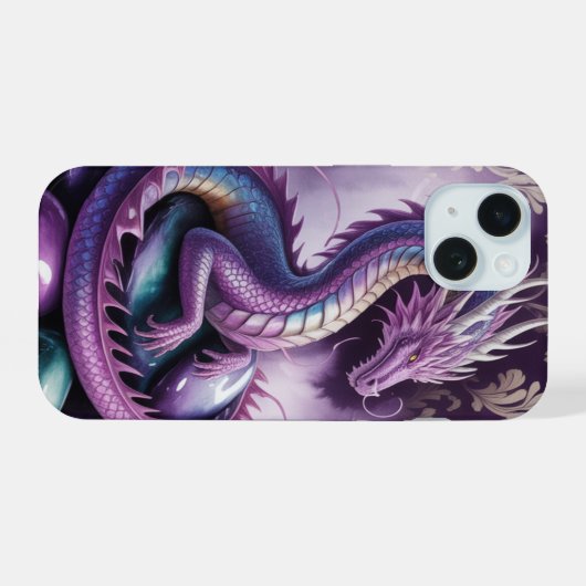 Purple Mystic Dragon Gothic iPhone 15ケース (裏面横)