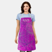 Purple n Pinkネットワークライン抽象芸術 エプロン (着用した状態)