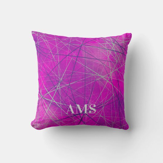 Purple n Pinkネットワークライン抽象芸術 クッション (正面)