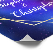 Purple Nebula Celestial Geometric Gold Welcome ポスター (角)