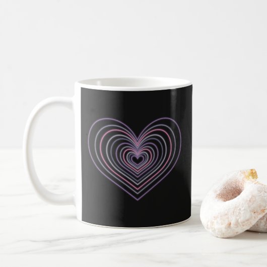 Purple Neon Heart Coffee Mug コーヒーマグカップ (ドーナツ)