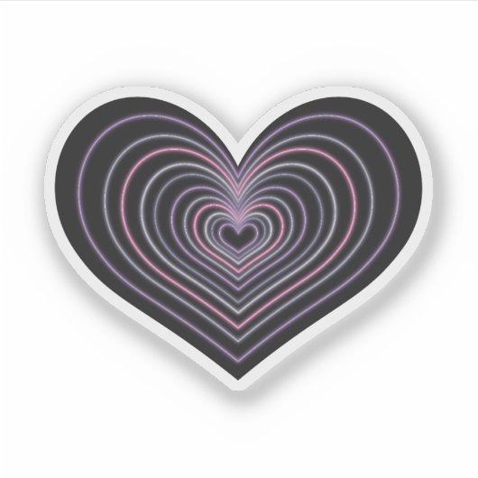 Purple Neon Heart Sticker シール (正面)