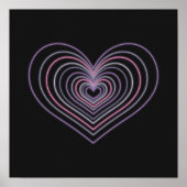 Purple Neon Heart Wall Art Poster ポスター (正面)