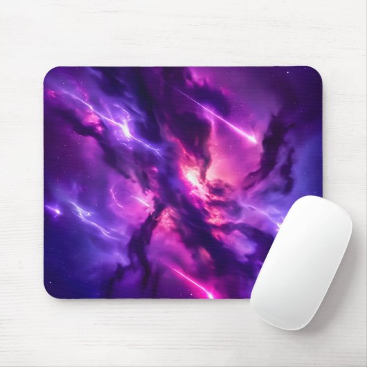 Purple Neon Nebula Gamer Space Setup マウスパッド (マウス)